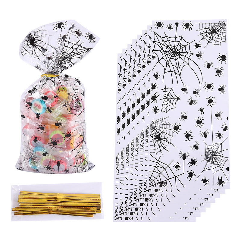 Wholesale Halloween Series Transparent Cellophane Spider Color Printing Packaging Bag